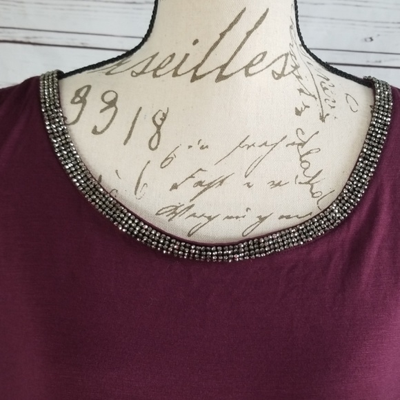 NWT Apt. 9 burgundy embellished tiered hi low tank - Picture 3 of 7